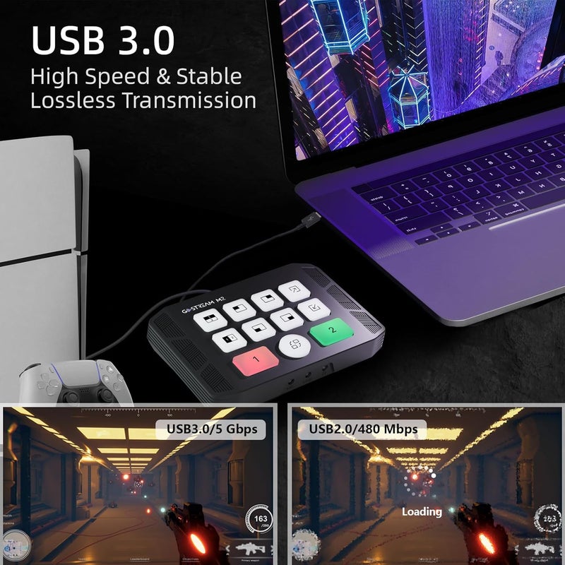 osee GoStream M2 Capture Card, Dual 4K HDMI Input Capture Card for Streaming, USB 3.0 Audio Video Capture Card Record in 1080P 60FPS Low Latency, Compatible with PS5/PS4/Xbox/Switch in OBS, YouTube - Image 4